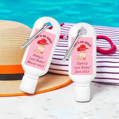 Cowgirl Personalized Sunscreen with Carabiner (Set of 12)