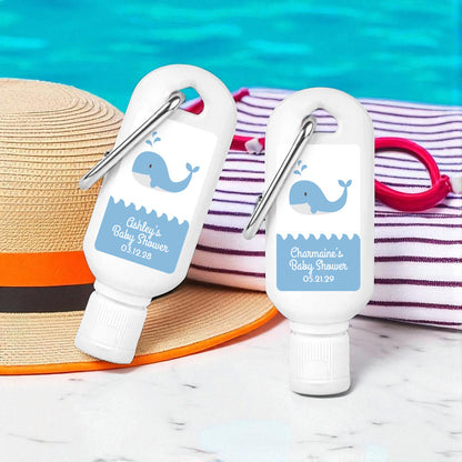 Baby Whale Personalized Sunscreen with Carabiner (Set of 12)