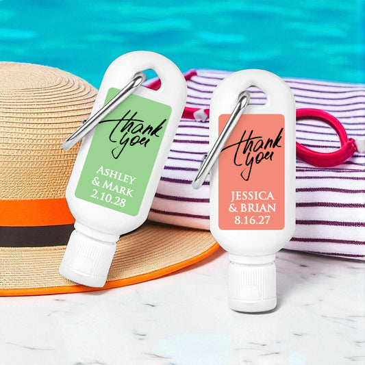 Thank You Personalized Sunscreen with Carabiner (Set of 12)