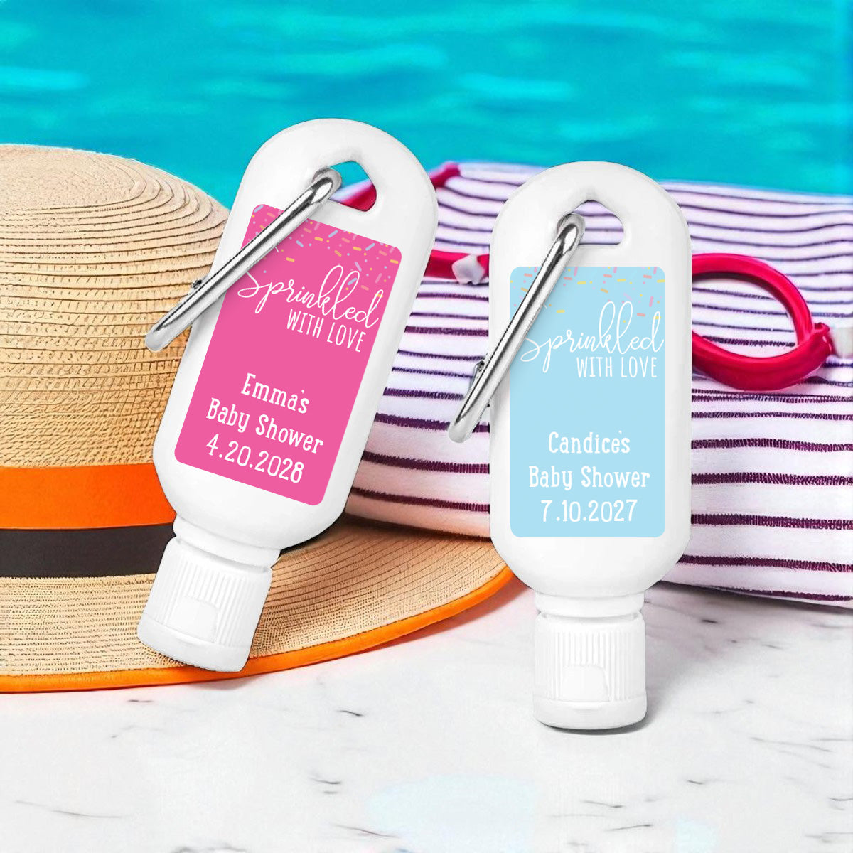Sprinkled With Love Personalized Sunscreen with Carabiner (Set of 12)