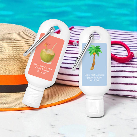 Beach Summer Personalized Sunscreen with Carabiner (Set of 12)
