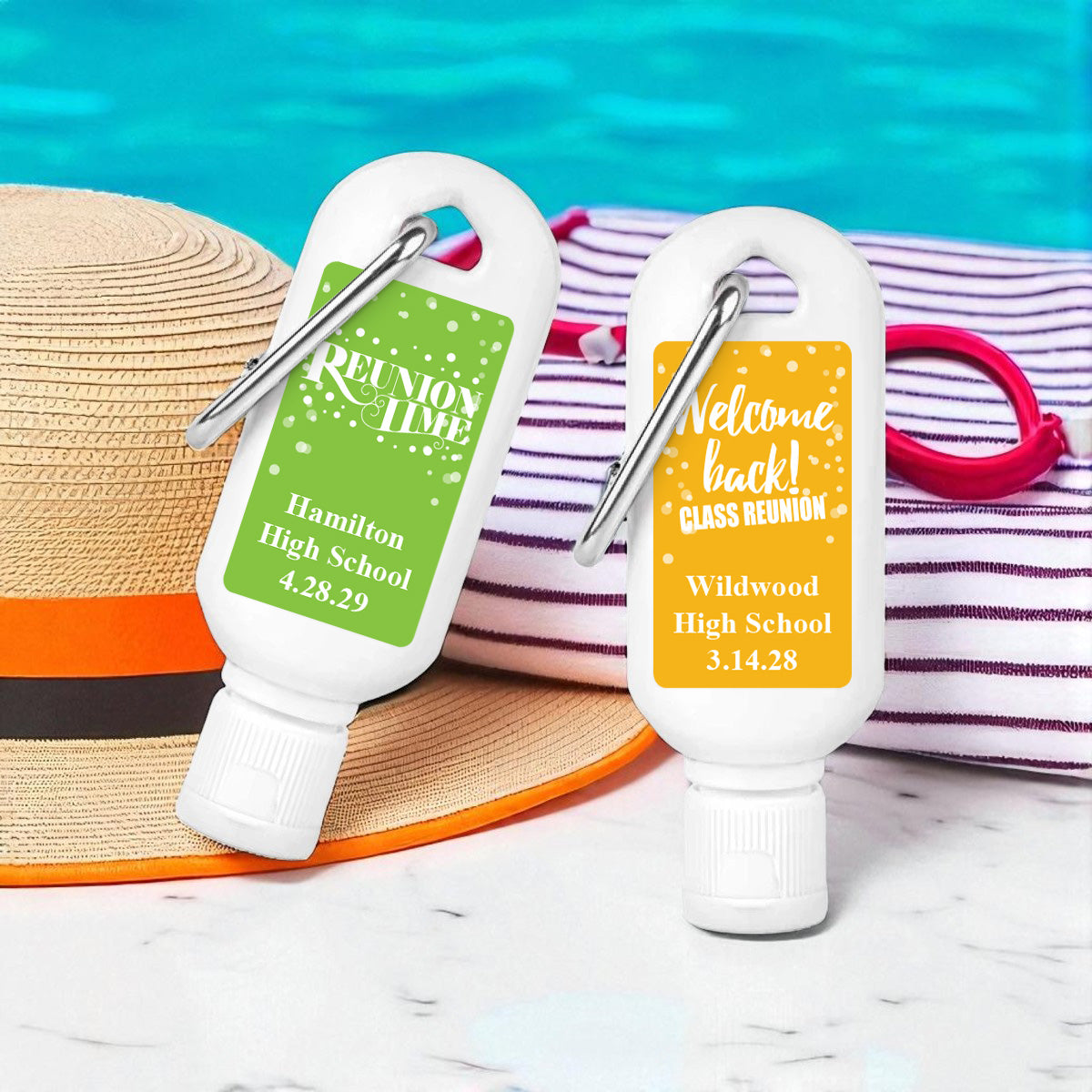 Class Reunion Personalized Sunscreen with Carabiner (Set of 12)