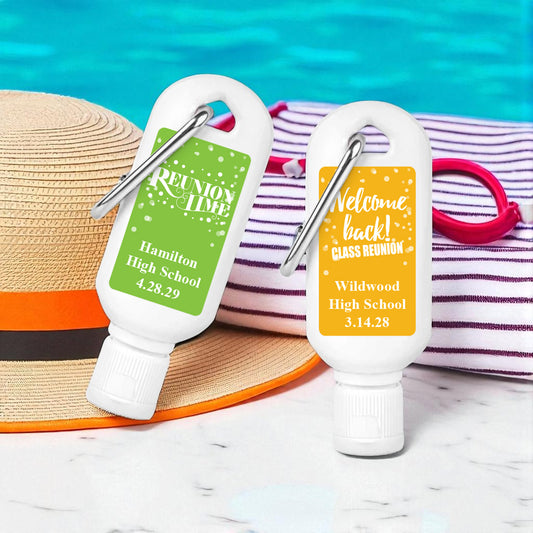 Class Reunion Personalized Sunscreen with Carabiner (Set of 12)