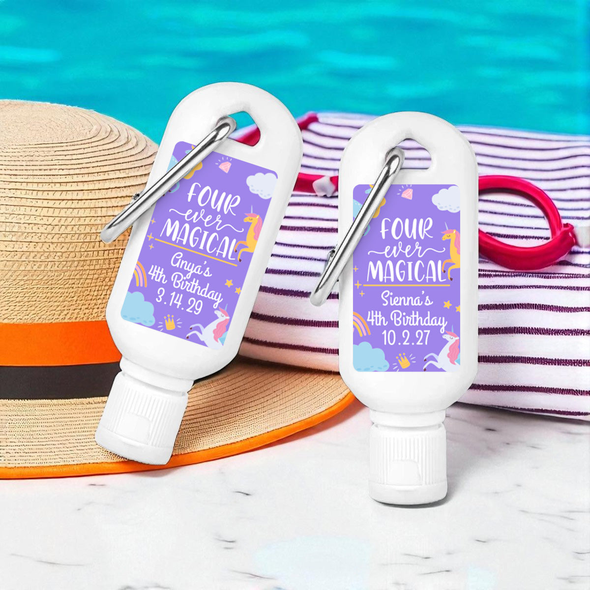 Four-Ever Magical Personalized Sunscreen with Carabiner (Set of 12)