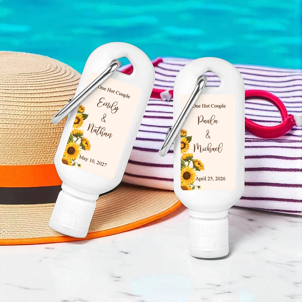 Sunflower Personalized Sunscreen with Carabiner (Set of 12)