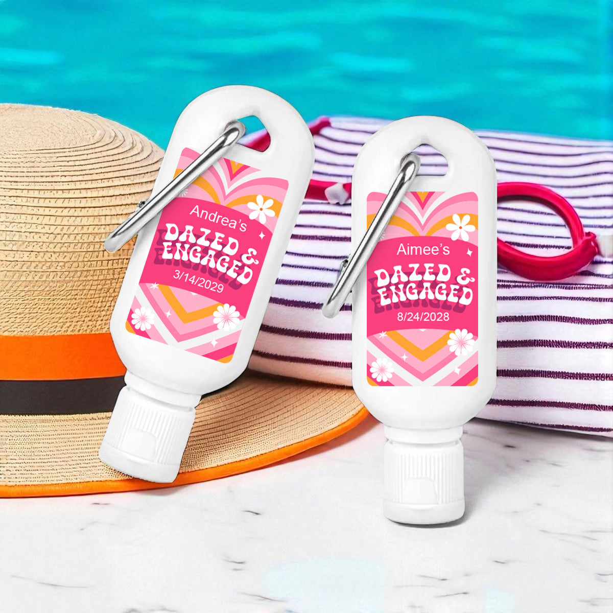 Dazed And Engaged Personalized Sunscreen with Carabiner (Set of 12)