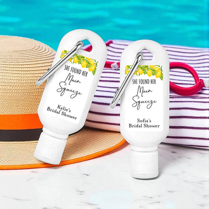 Mediterranean She Found Her Main Squeeze Personalized Sunscreen with Carabiner (Set of 12)