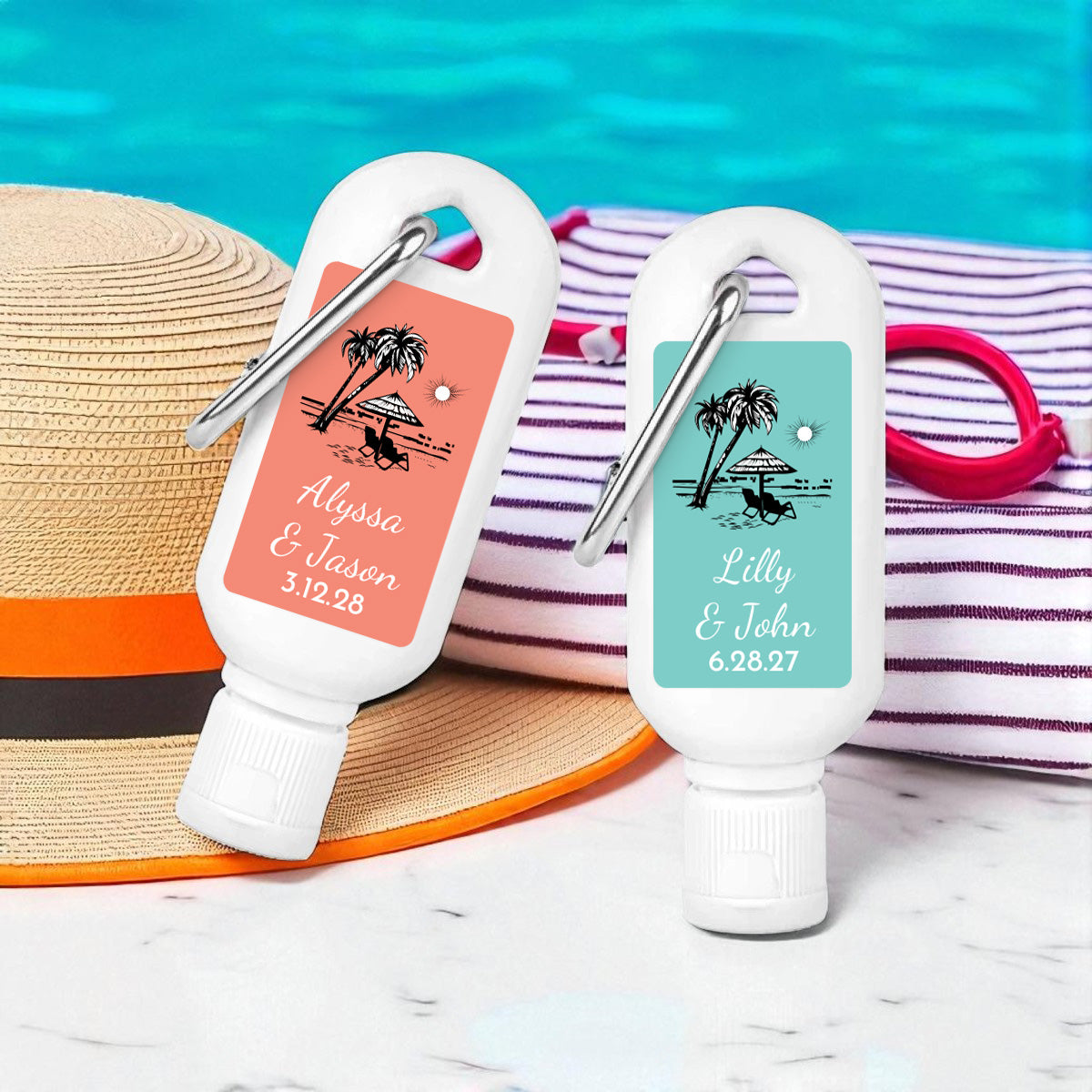 Beach Personalized Sunscreen with Carabiner (Set of 12)