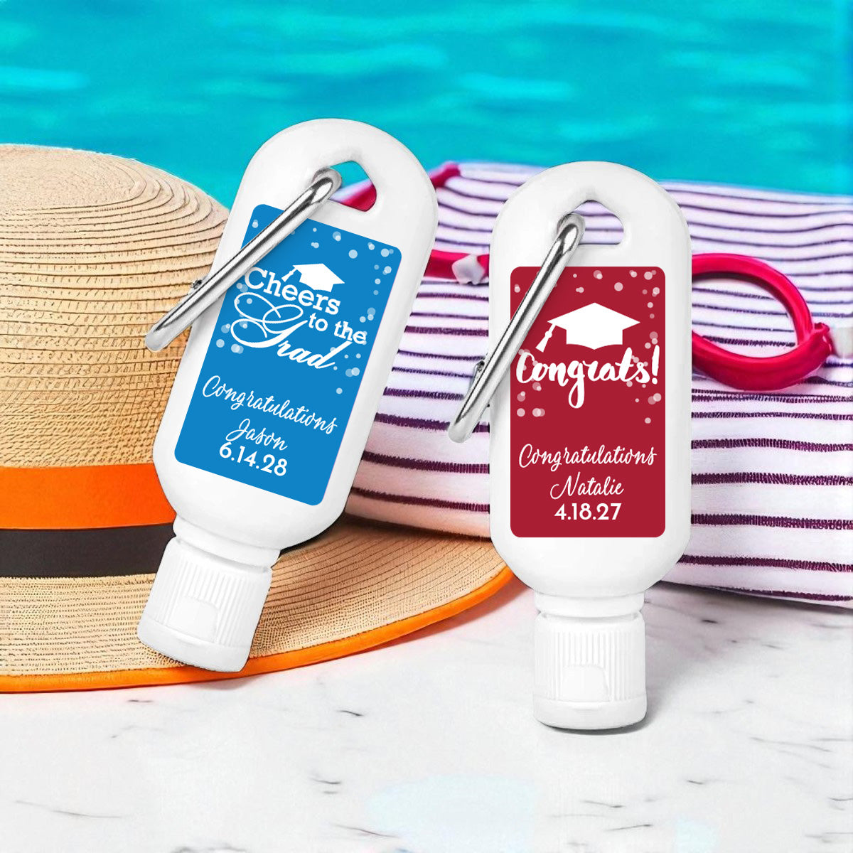 Graduation Personalized Sunscreen with Carabiner (Set of 12)