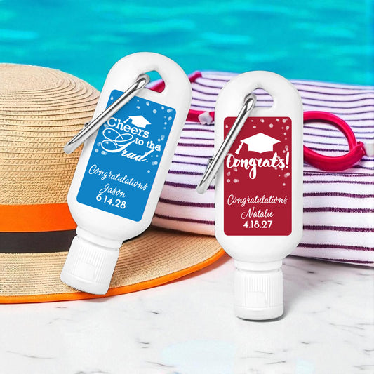 Graduation Personalized Sunscreen with Carabiner (Set of 12)