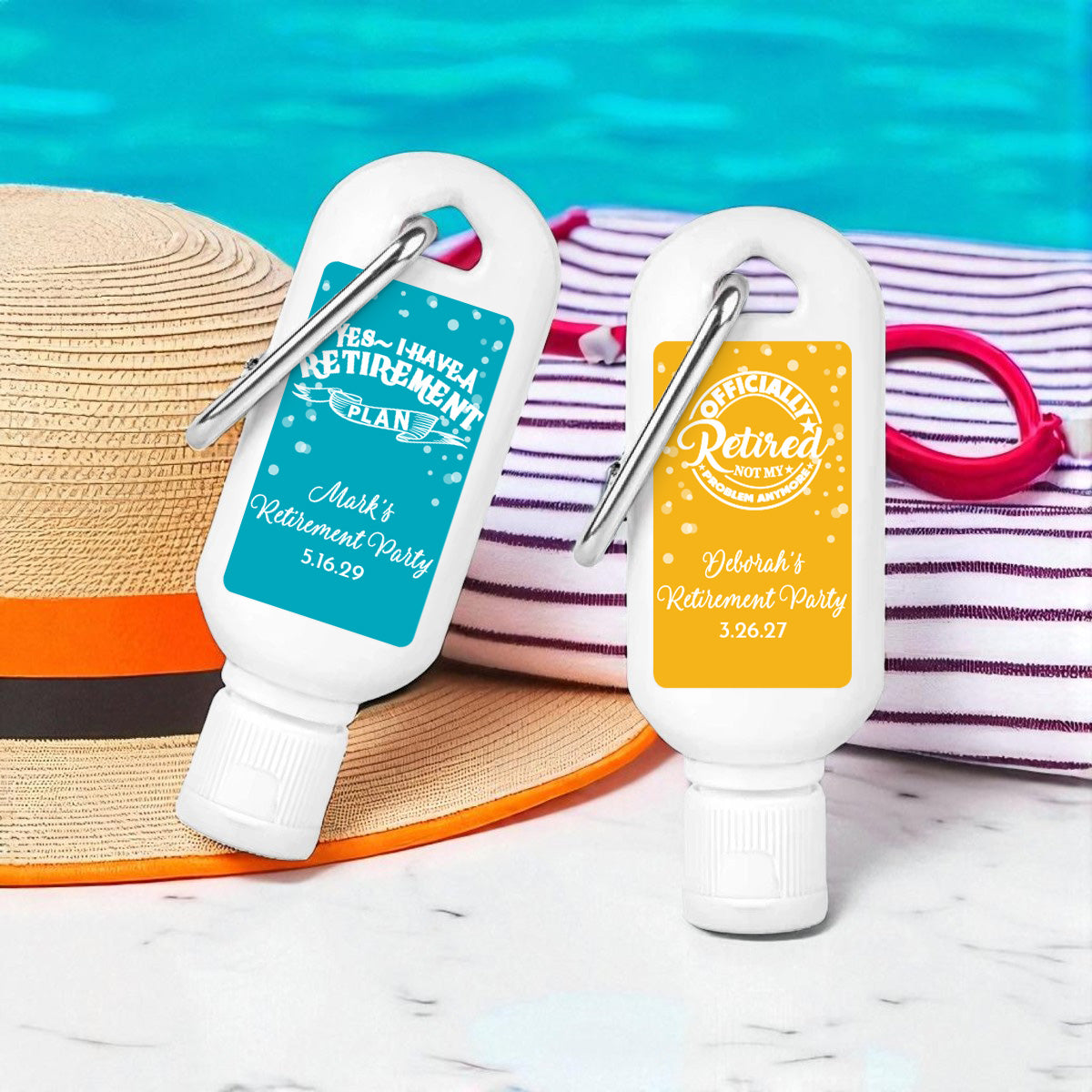Retirement Personalized Sunscreen with Carabiner (Set of 12)