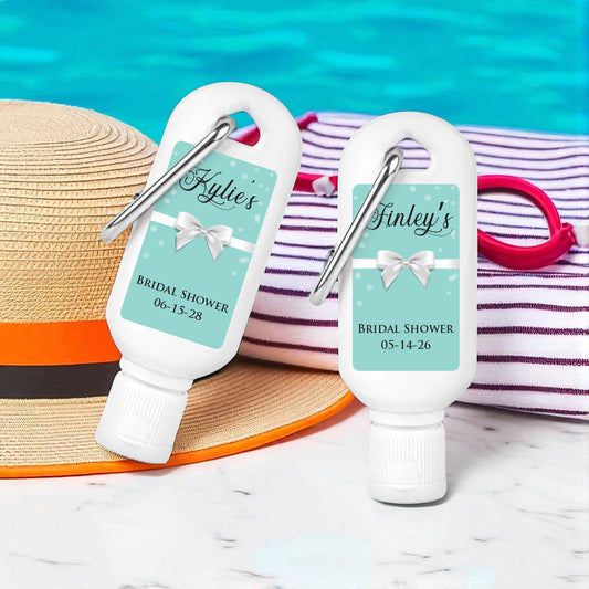 Tiffany Bow Personalized Sunscreen with Carabiner (Set of 12)