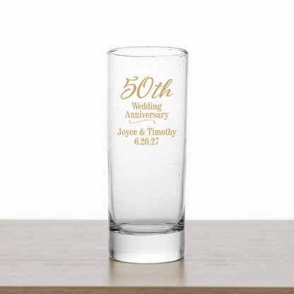 50th Anniversary Personalized Tall Shot Glass (Set of 24)