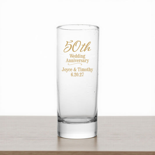 50th Anniversary Personalized Tall Shot Glass (Set of 24)