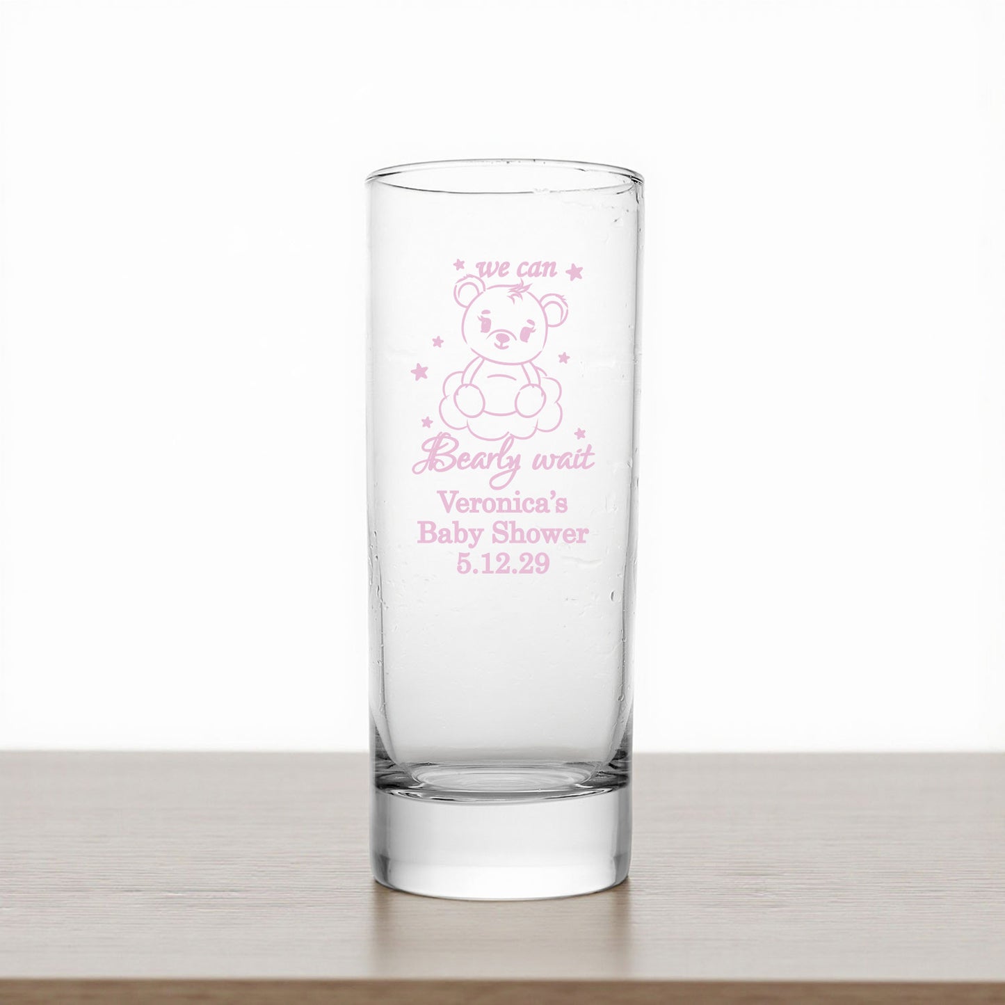 We Can Bearly Wait Personalized Tall Shot Glass (Set of 24)