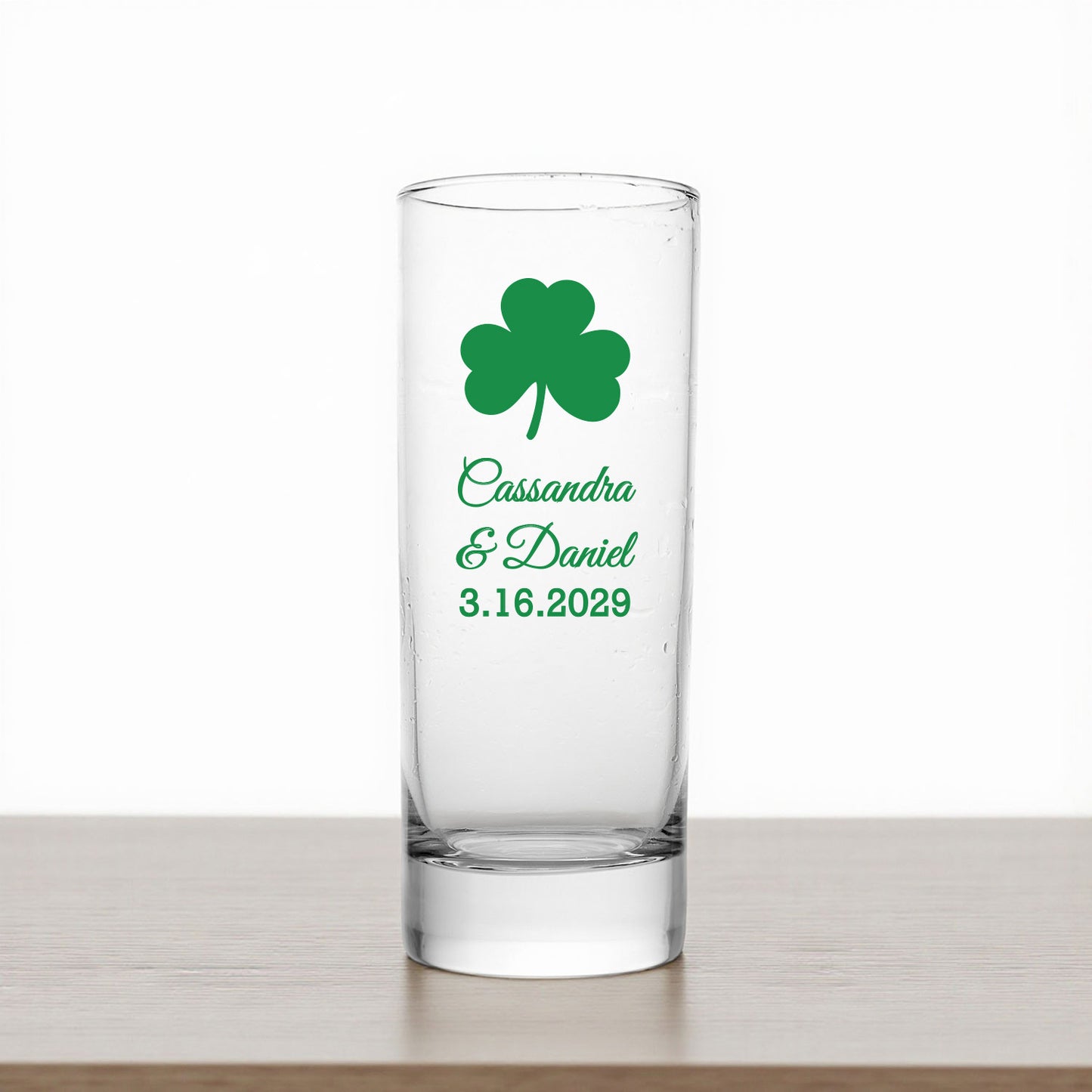 Irish Shamrock Personalized Tall Shot Glass (Set of 24)