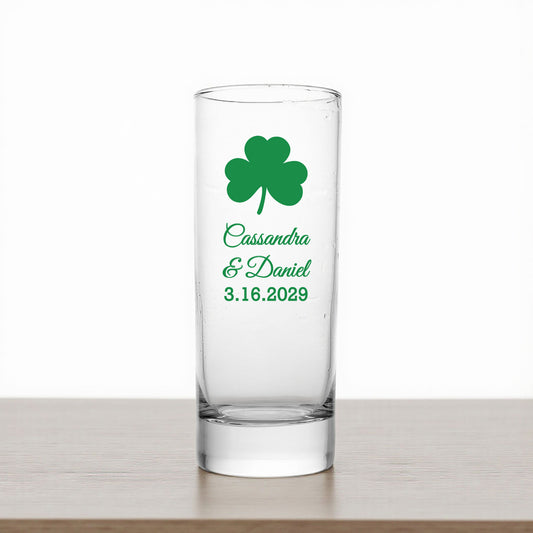 Irish Shamrock Personalized Tall Shot Glass (Set of 24)
