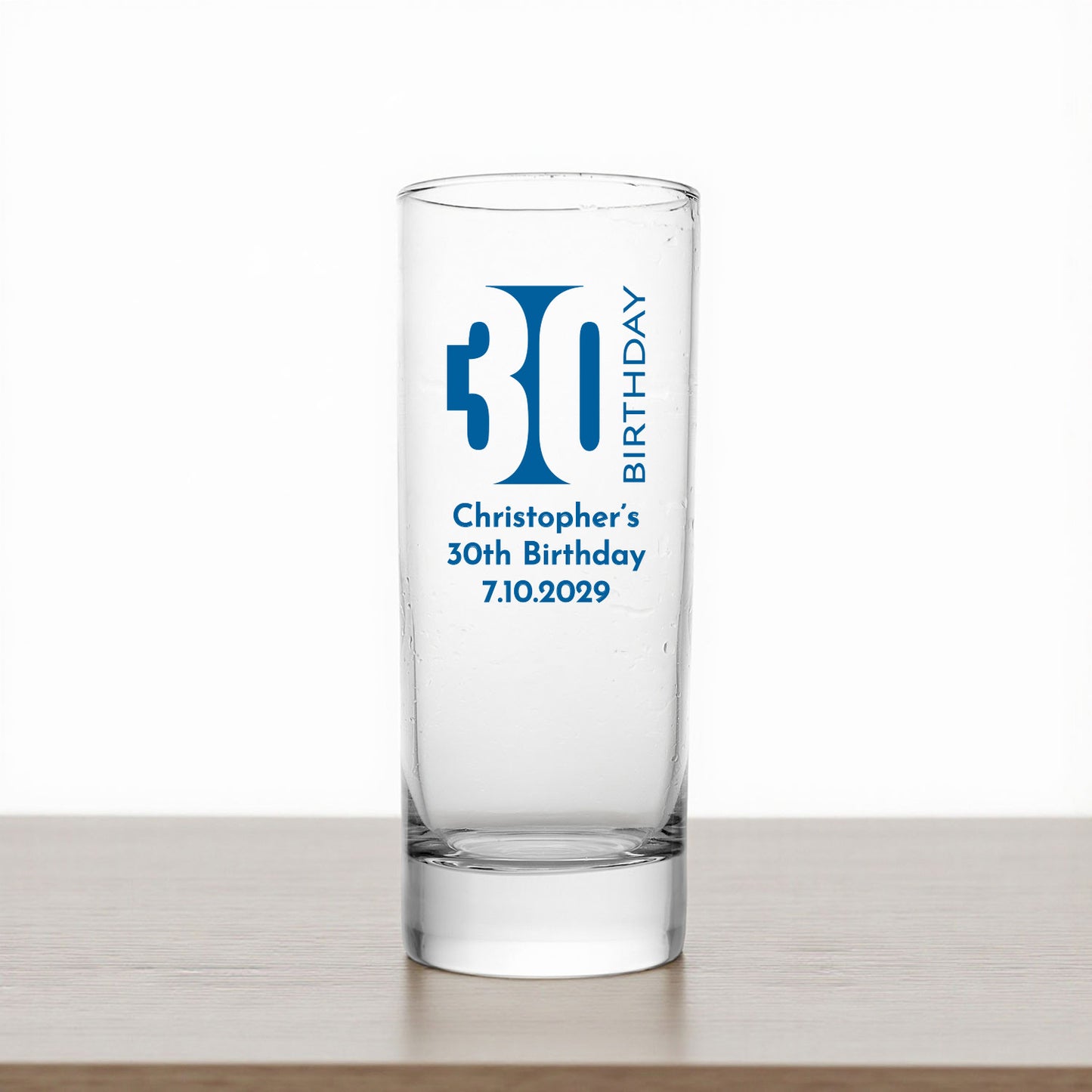 30th Birthday Personalized Tall Shot Glass (Set of 24)