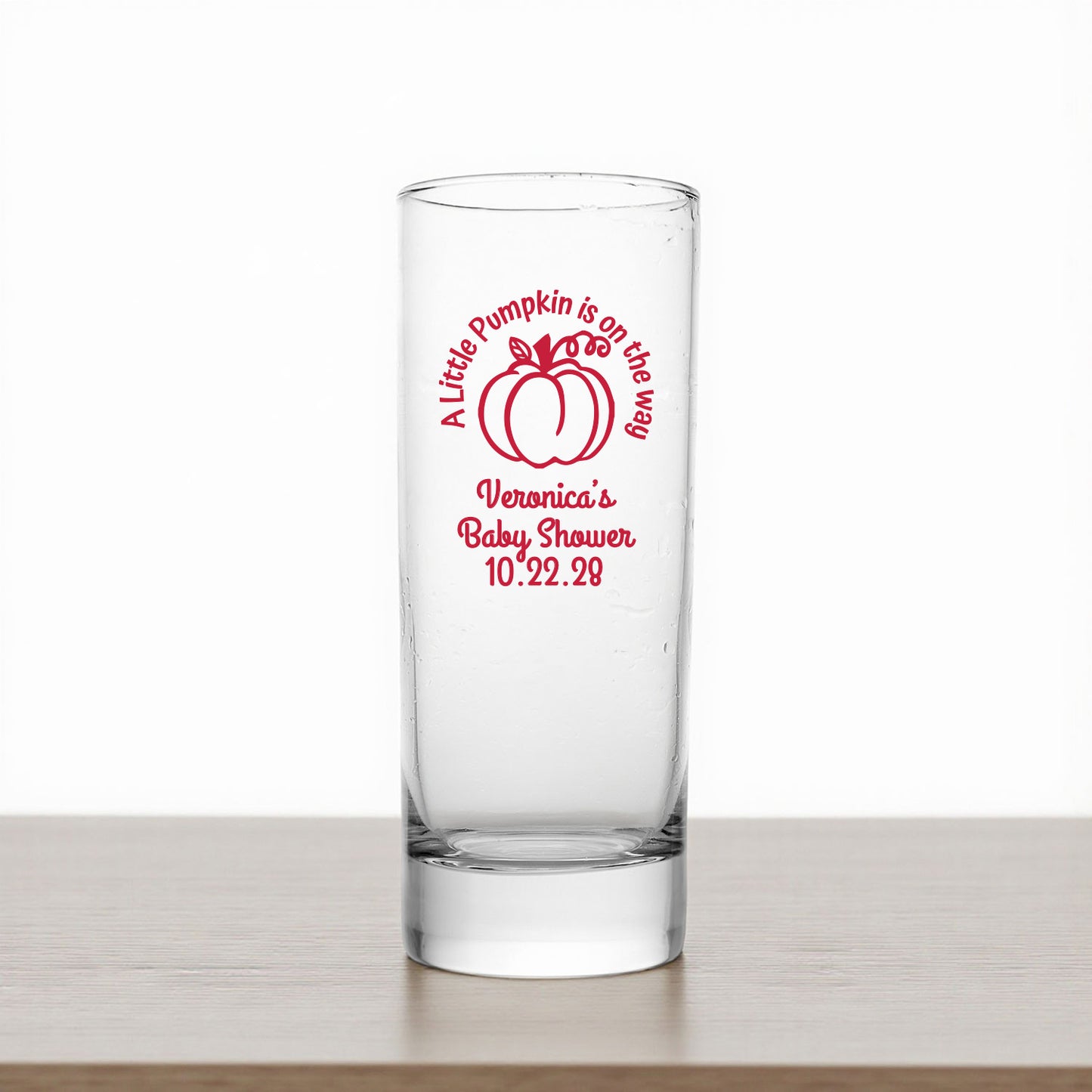 A Little Pumpkin Is On The Way Personalized Tall Shot Glass (Set of 24)