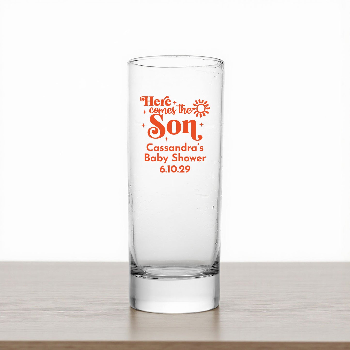 Here Comes The Son Personalized Tall Shot Glass (Set of 24)