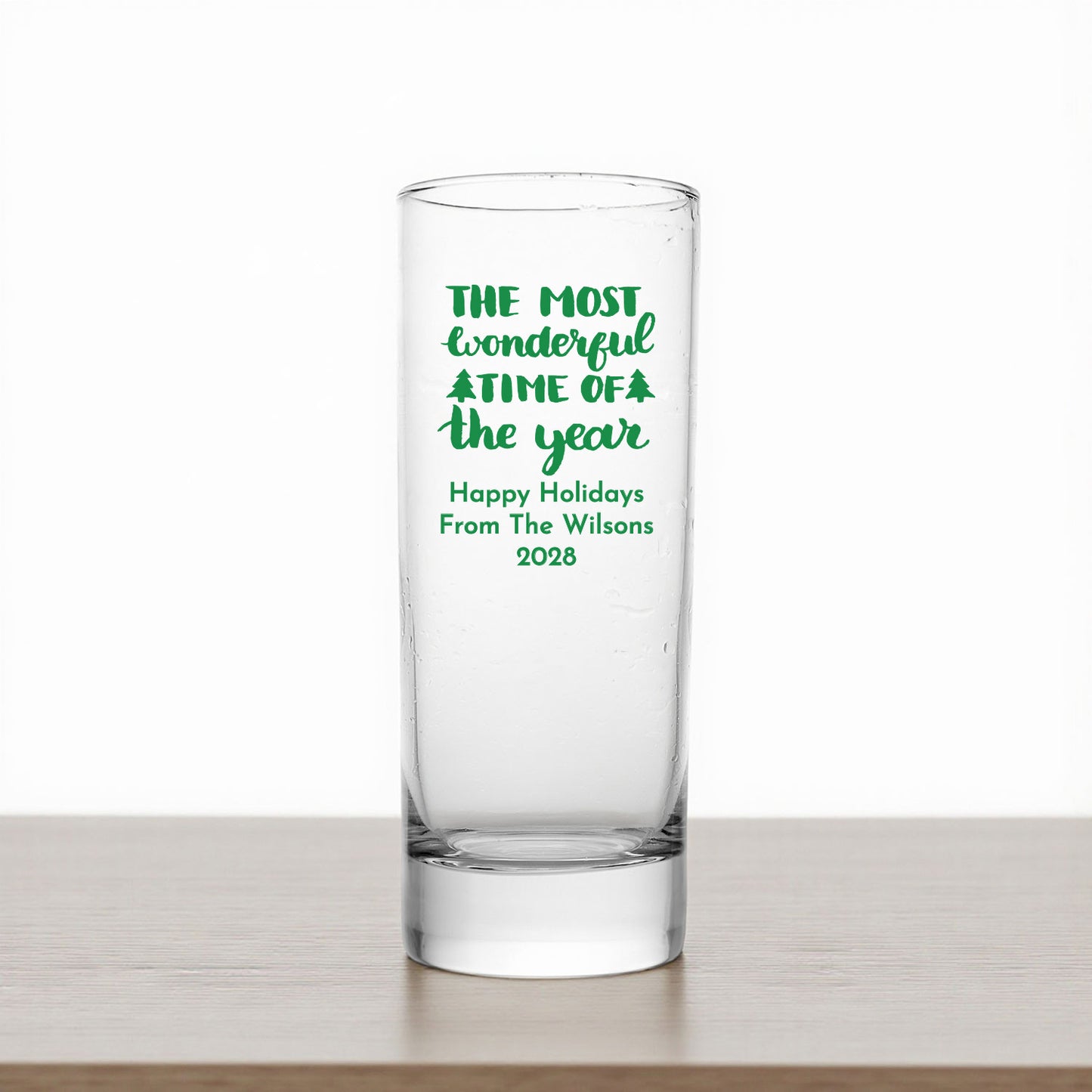 Holiday Christmas Personalized Tall Shot Glass (Set of 24)