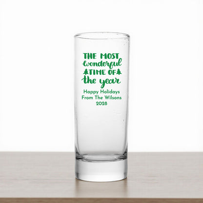 Holiday Christmas Personalized Tall Shot Glass (Set of 24)