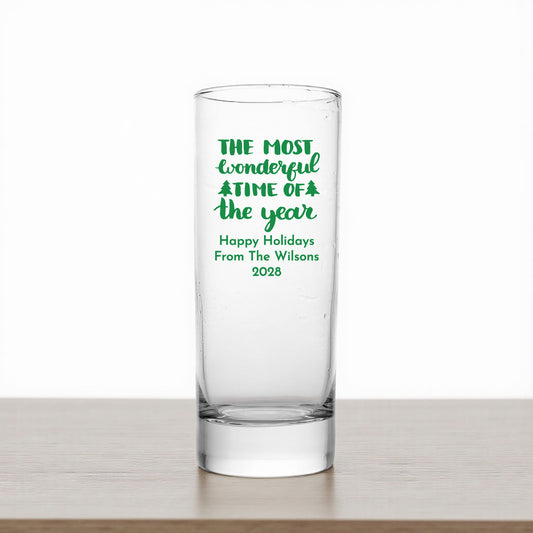 Holiday Christmas Personalized Tall Shot Glass (Set of 24)