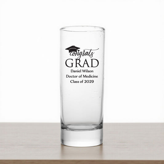 Congrats Grad Personalized Tall Shot Glass (Set of 24)