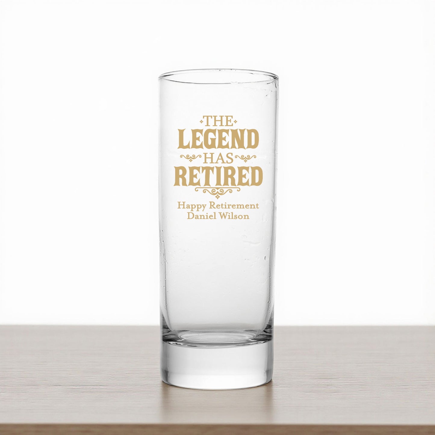 The Legend Has Retired Personalized Tall Shot Glass (Set of 24)
