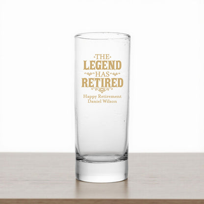 The Legend Has Retired Personalized Tall Shot Glass (Set of 24)