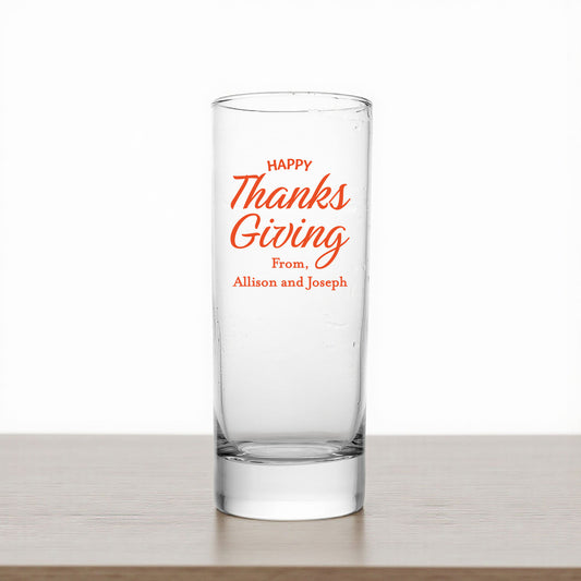 Happy Thanksgiving Personalized Tall Shot Glass (Set of 24)