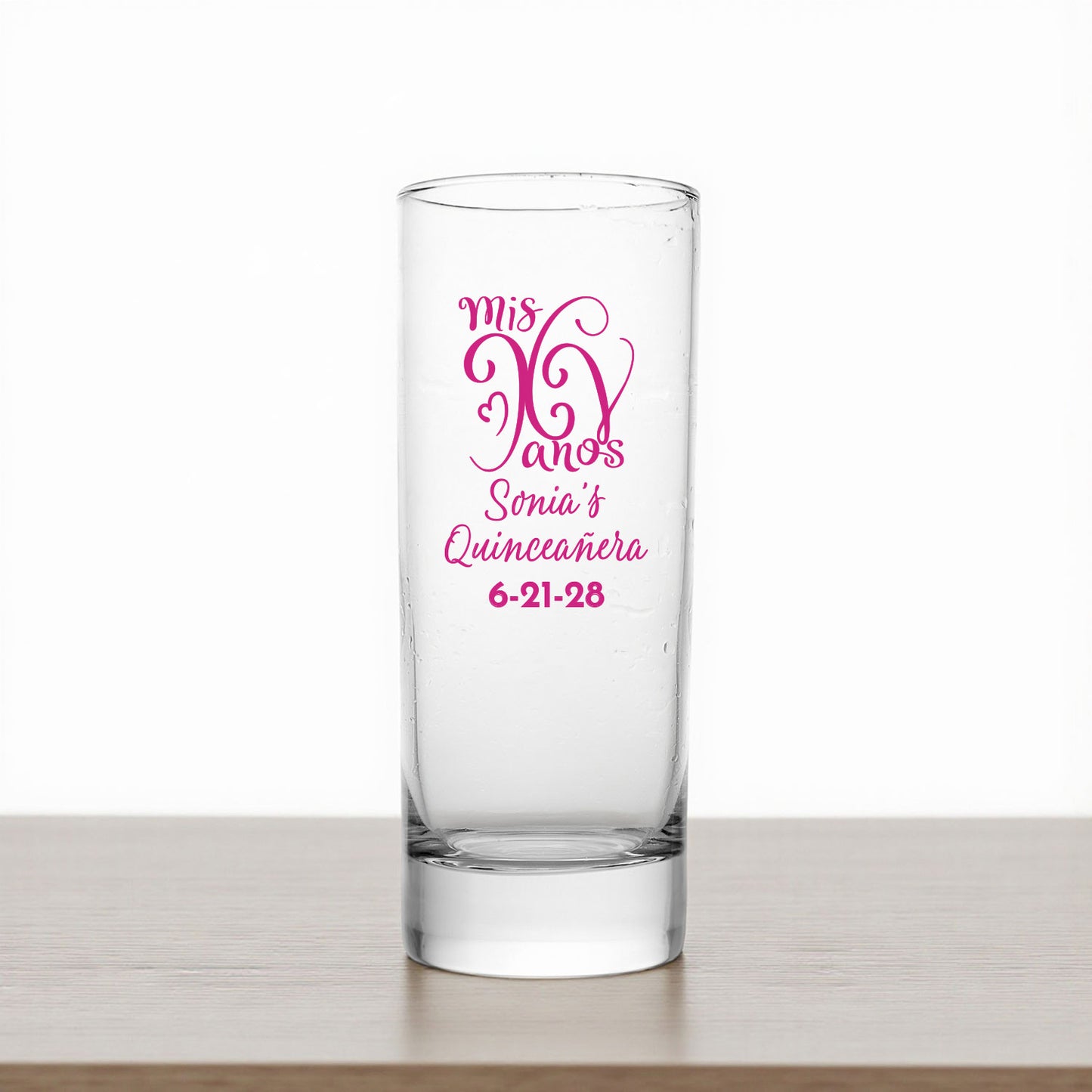Quinceañera Personalized Tall Shot Glass (Set of 24)