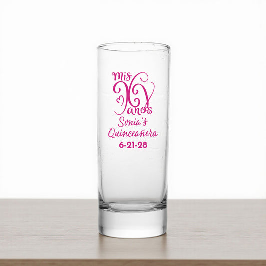 Quinceañera Personalized Tall Shot Glass (Set of 24)