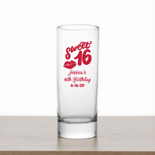 Sweet 16 Personalized Tall Shot Glass (Set of 24)