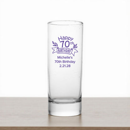 70th Birthday Personalized Tall Shot Glass (Set of 24)