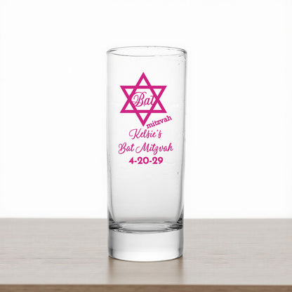 Bar/Bat Mitzvah Personalized Tall Shot Glass (Set of 24)