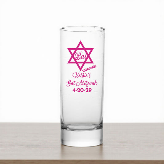 Bar/Bat Mitzvah Personalized Tall Shot Glass (Set of 24)