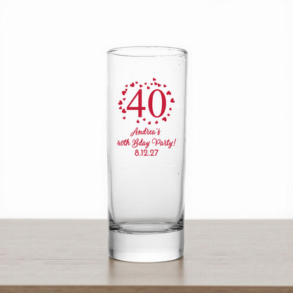 40th Birthday Personalized Tall Shot Glass (Set of 24)