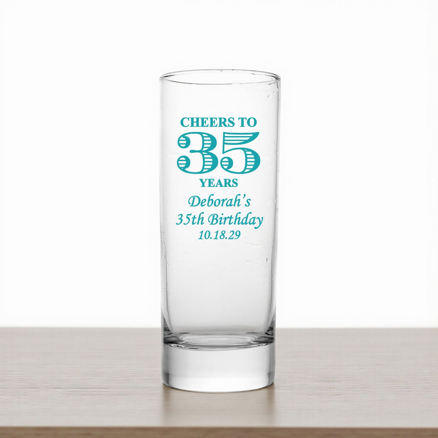 Cheers to Years Personalized Tall Shot Glass (Set of 24)