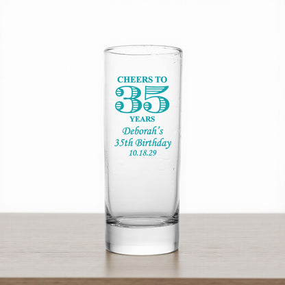 Cheers to Years Personalized Tall Shot Glass (Set of 24)