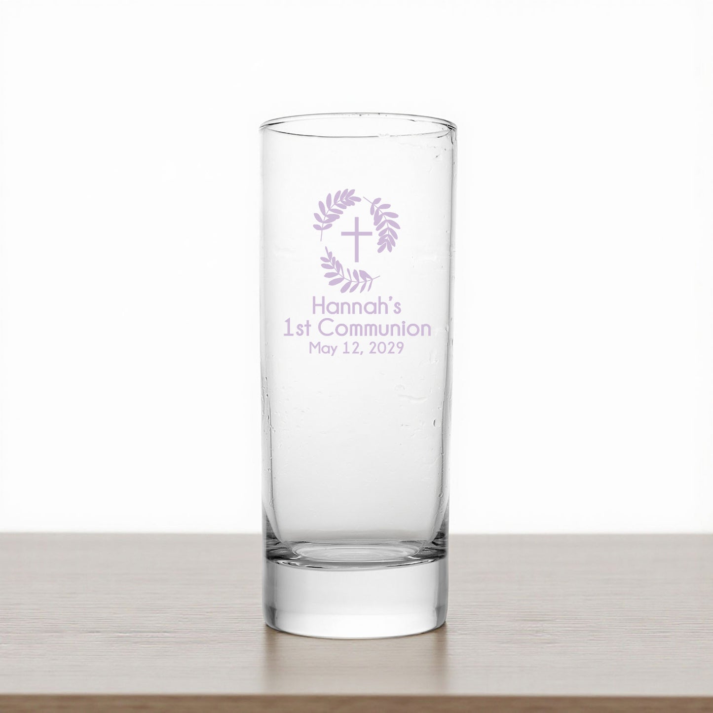 Botanical Greenery First Communion Personalized Tall Shot Glass (Set of 24)