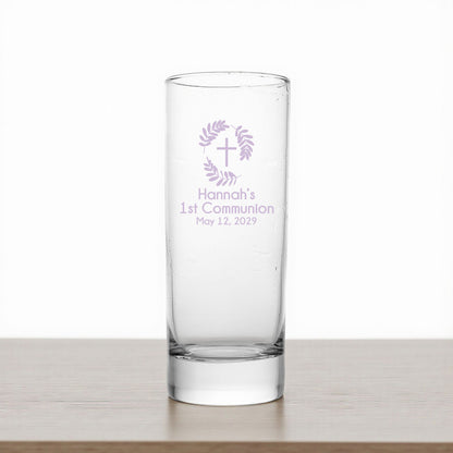 Botanical Greenery First Communion Personalized Tall Shot Glass (Set of 24)