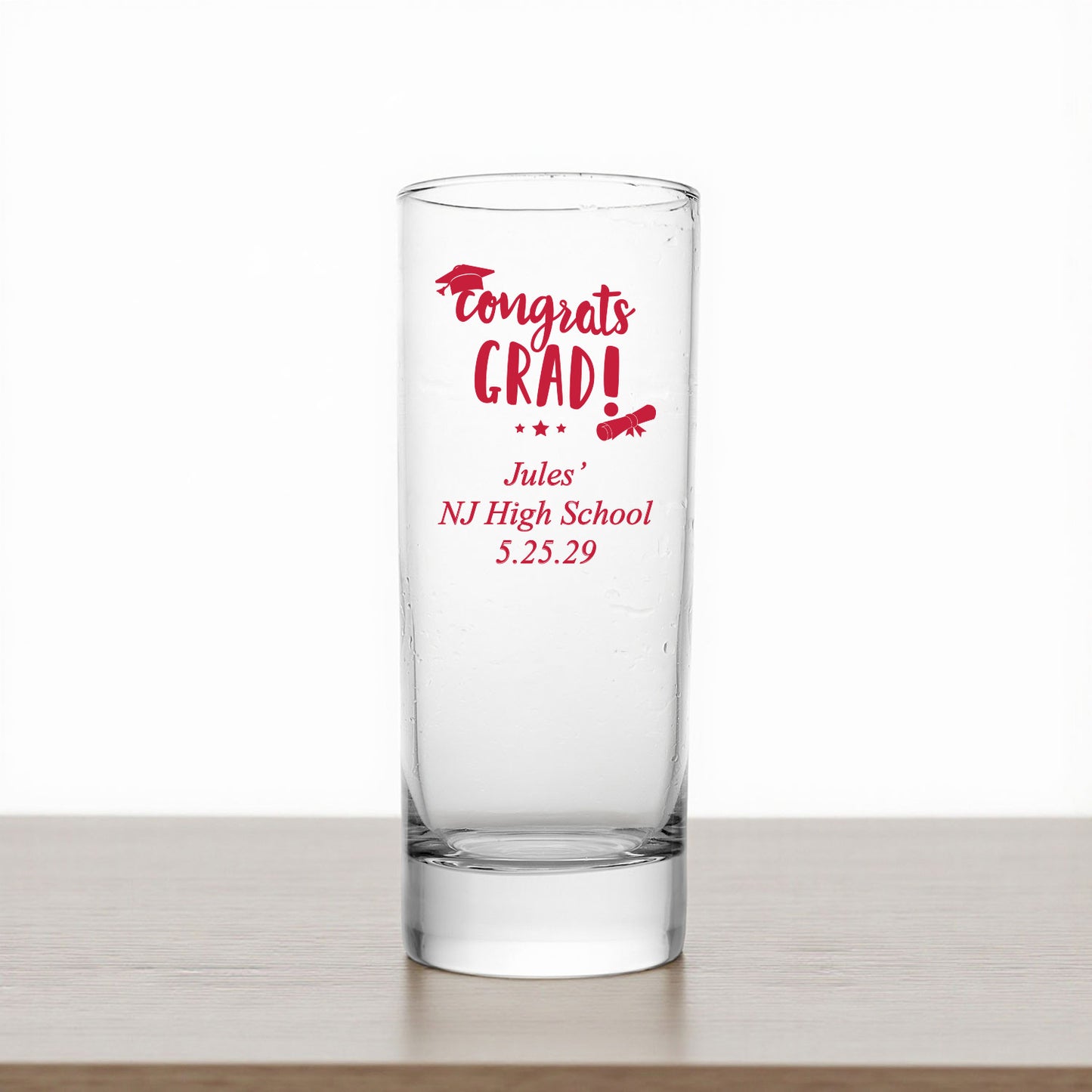Congrats Grad Personalized Tall Shot Glass (Set of 24)