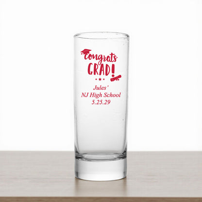 Congrats Grad Personalized Tall Shot Glass (Set of 24)