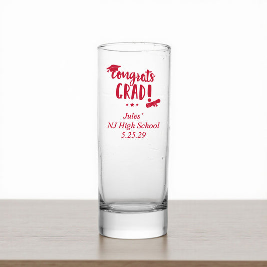 Congrats Grad Personalized Tall Shot Glass (Set of 24)