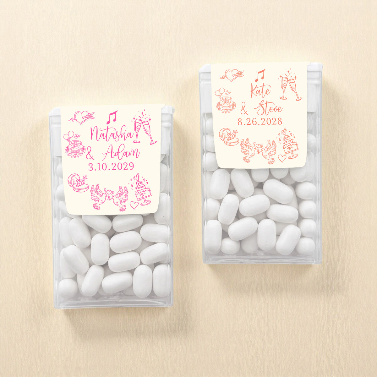 Wedding Icons Personalized Tic Tac Mints (Set of 12)