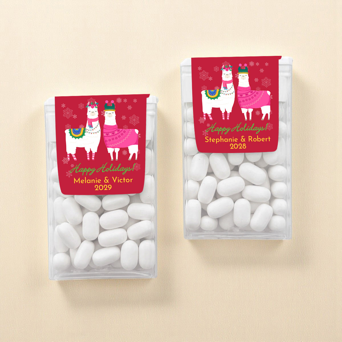 Holiday Llama Personalized Tic Tac Mints (Set of 12)