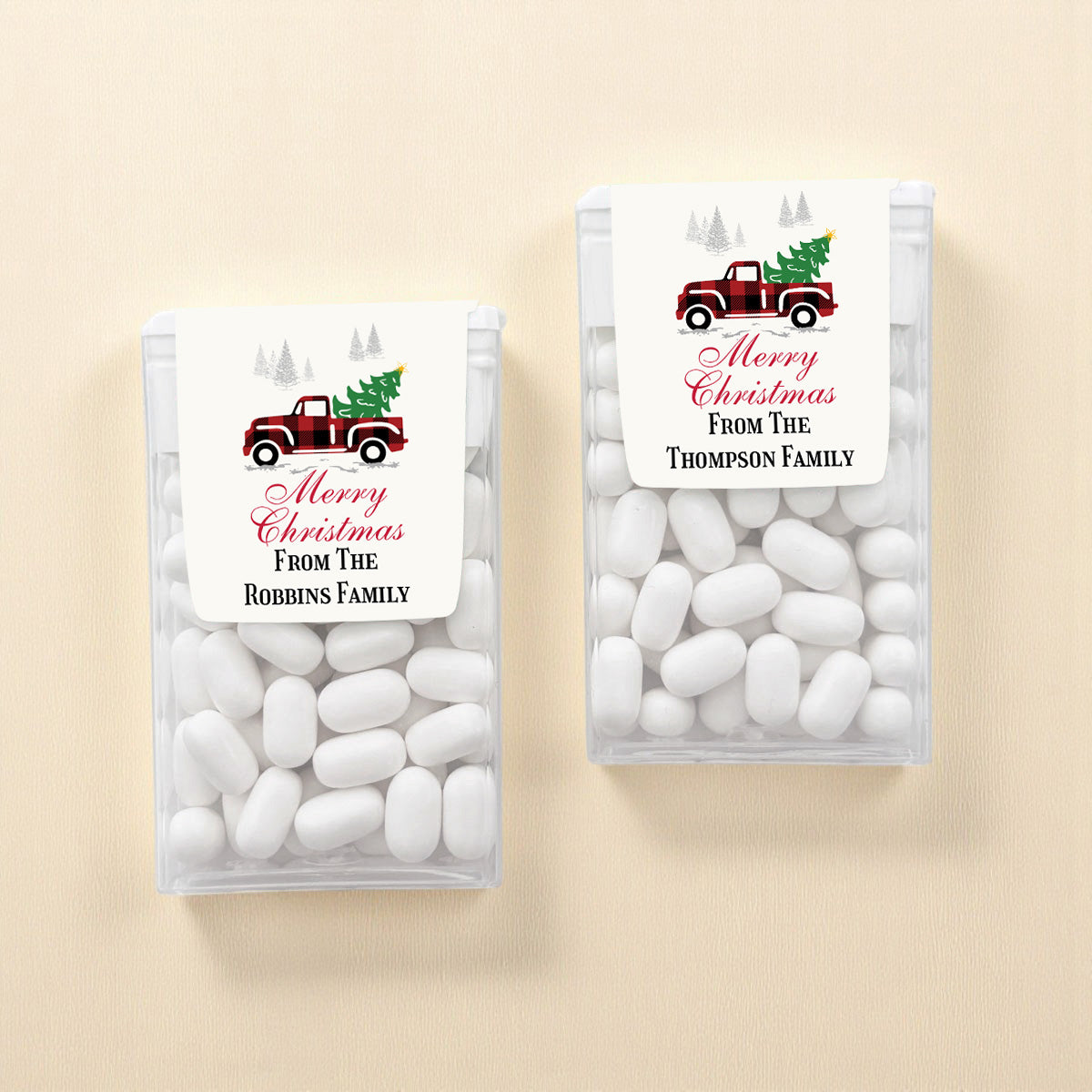 Christmas Red Truck Personalized Tic Tac Mints (Set of 12)