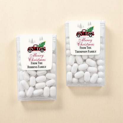 Christmas Red Truck Personalized Tic Tac Mints (Set of 12)