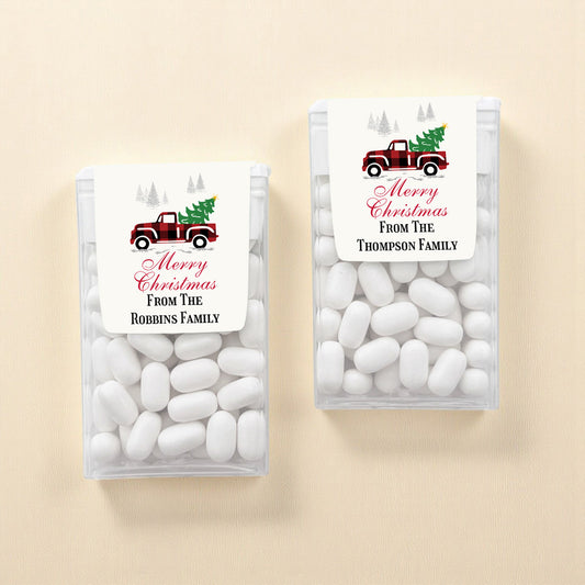 Christmas Red Truck Personalized Tic Tac Mints (Set of 12)